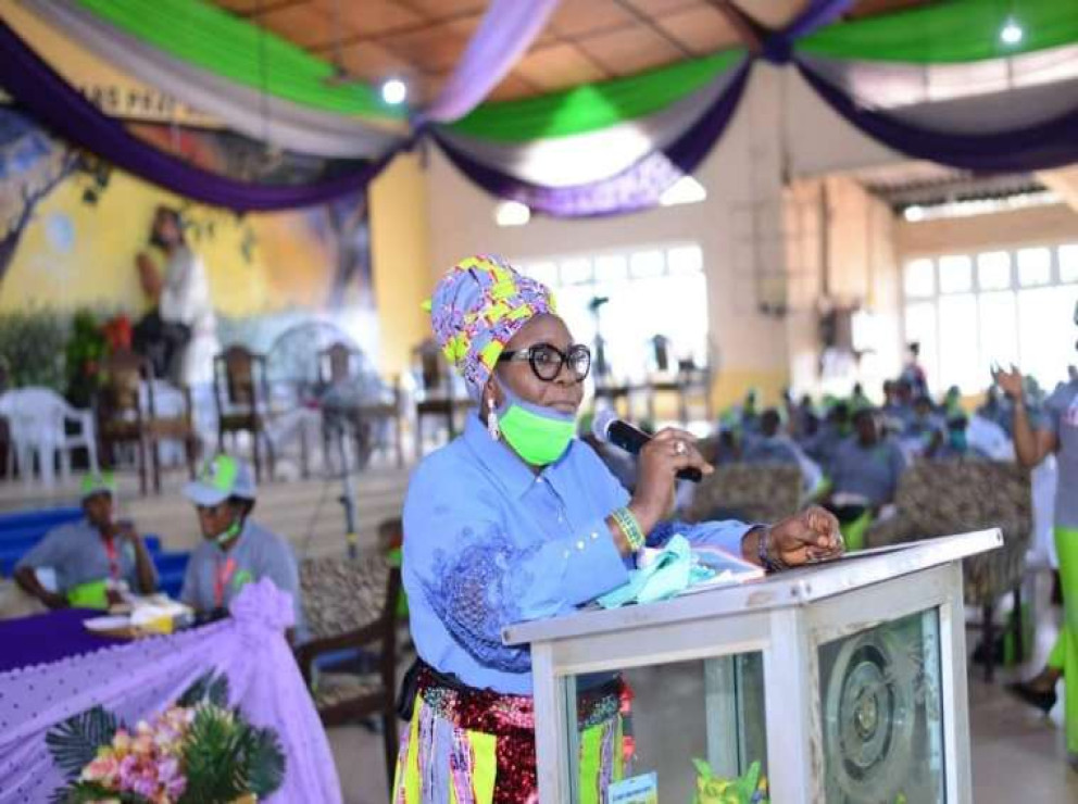 Snr. Rev Mrs Matilda Unuefe speaking at one of the National Women Conventions